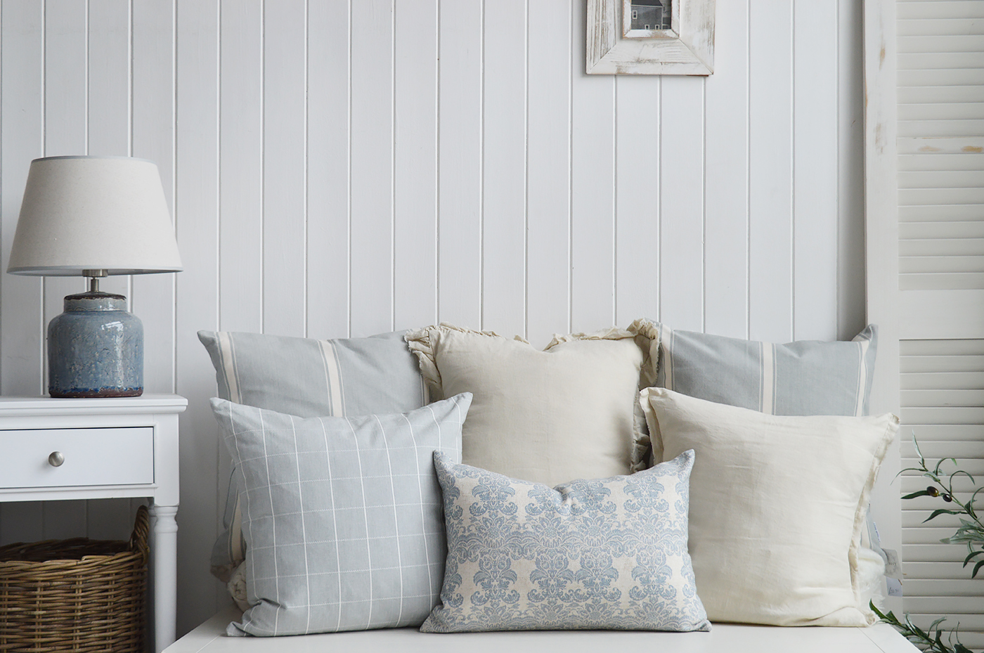 New England style coastal cushions for a Beach House home