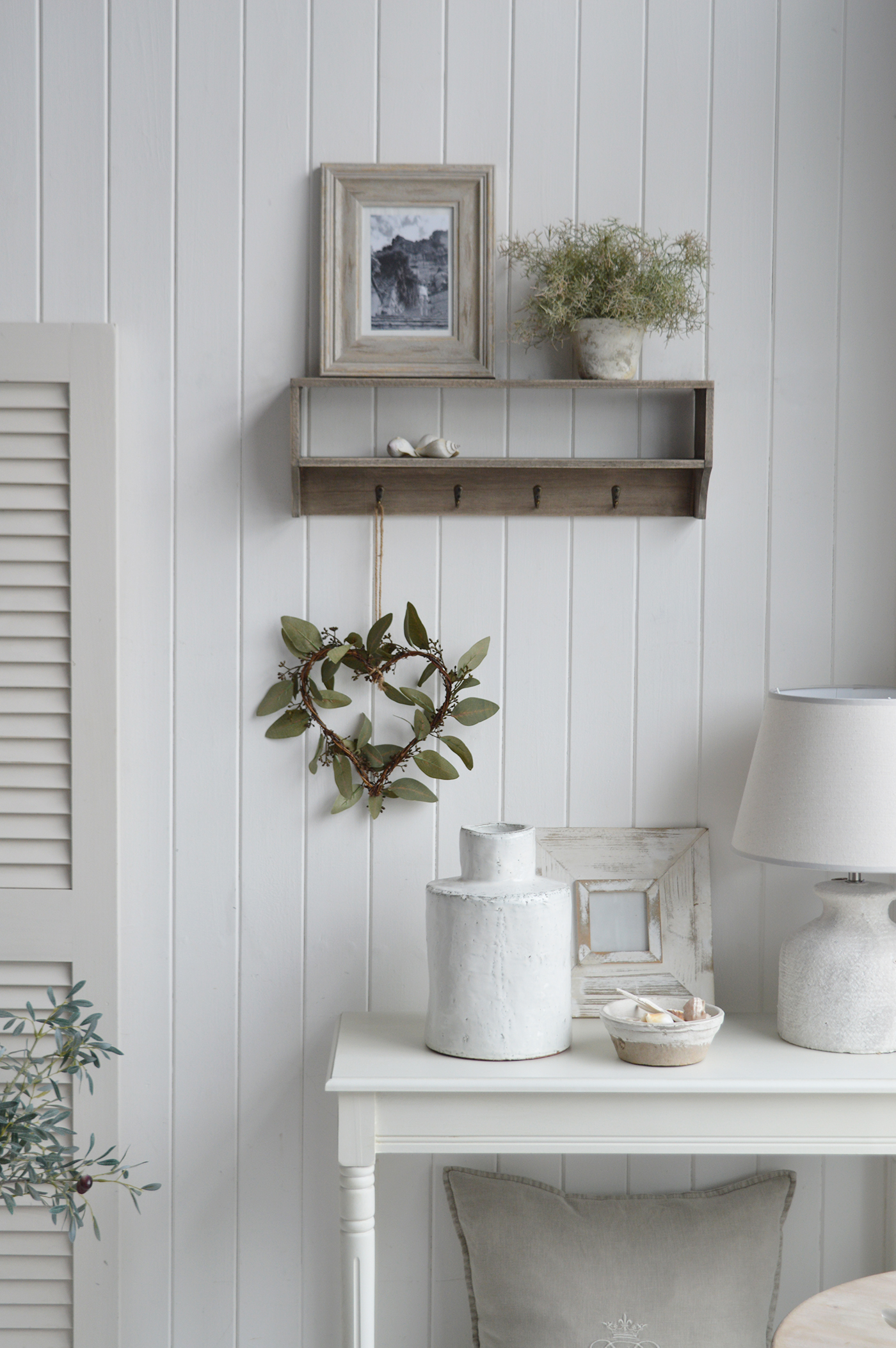 Pawtucket rustic wall shelf in distressed wood