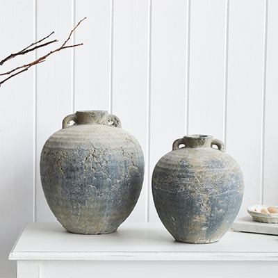 Pembroke Grey Stone Jars - New England Home Interiors and Furniture for coastal and country styled homes and interiors