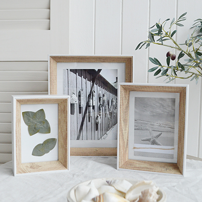 Madbury Photo Frames in 3 sizes in white wash and driftwood effect - New England Coastal, Farmhouse and Country Furniture and Interiors
