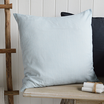 Piermont Midnight Blue Cushion and vintage Quilt -  New England Style Cushions for coastal, modern farmhouse and country Interiors