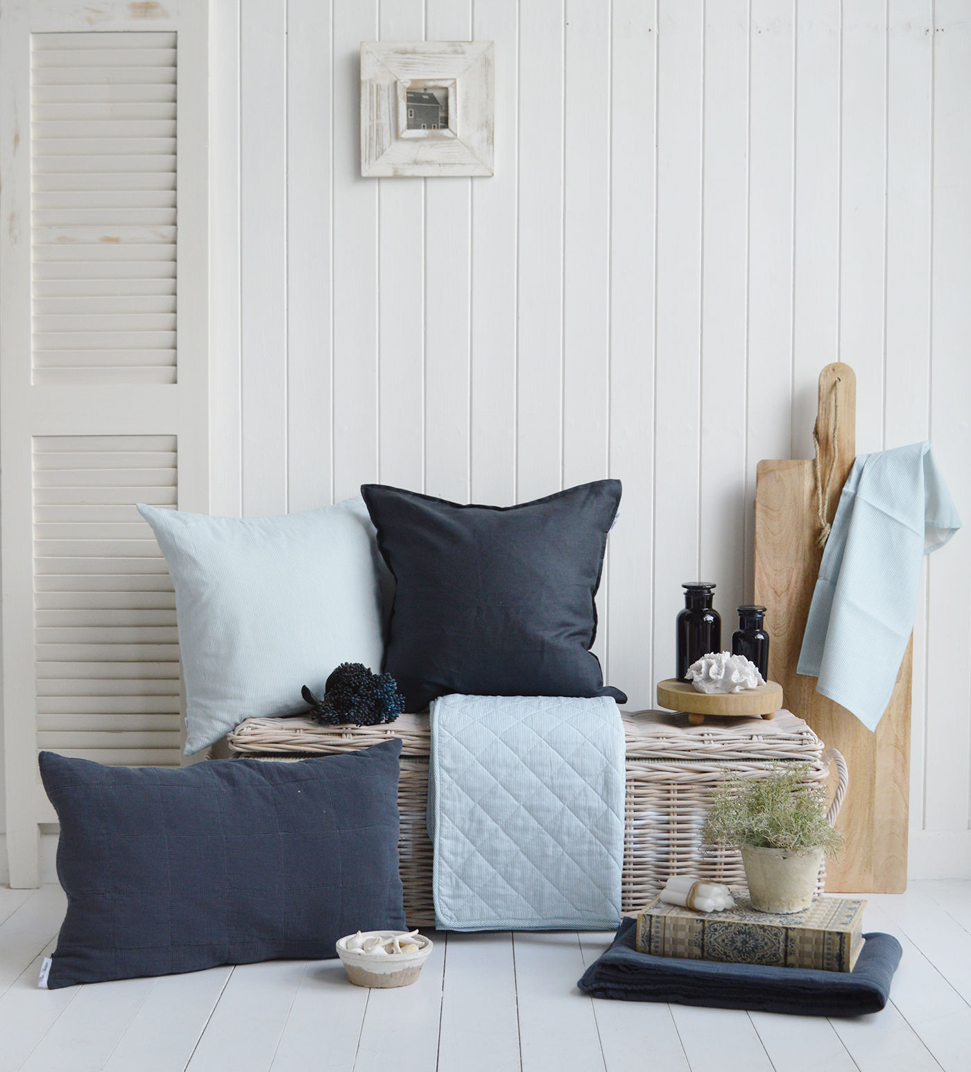 The Piermont quilts and cushions offer a timeless aesthetic that enhances any space with breezy sophistication.