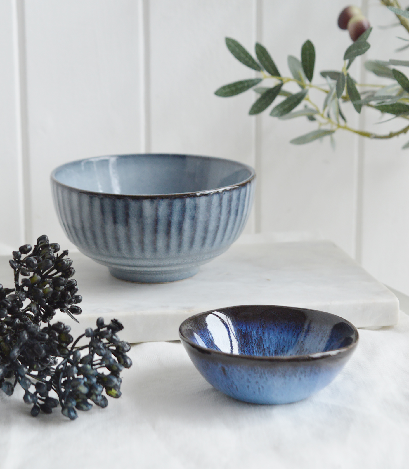 Pilgrim Ceramic Bowls - Small Blue for New England, farmhouse,  Country and coastal homes and interior decor