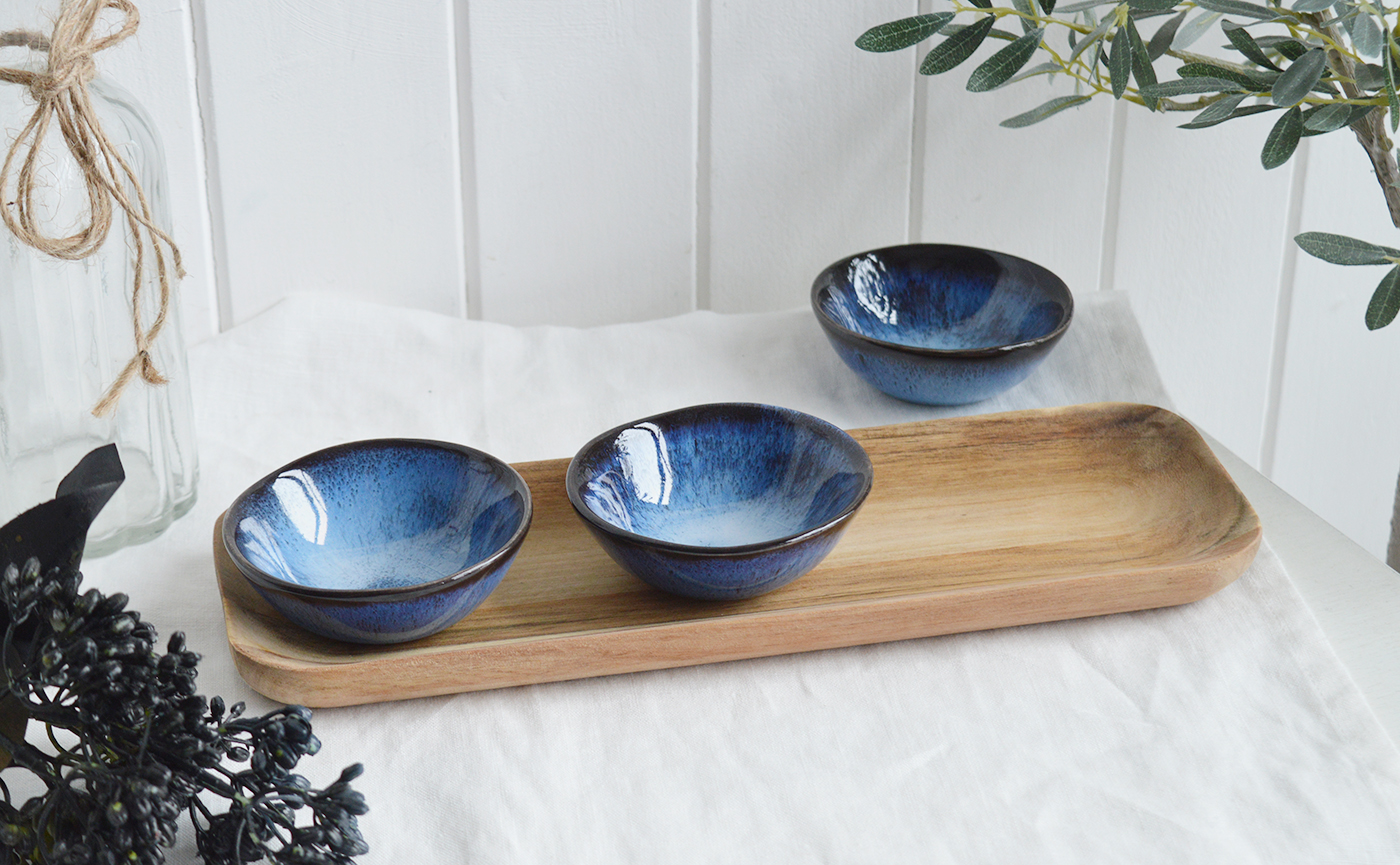 Pilgrim Ceramic Bowls - Small Blue for New England, farmhouse,  Country and coastal homes and interior decor