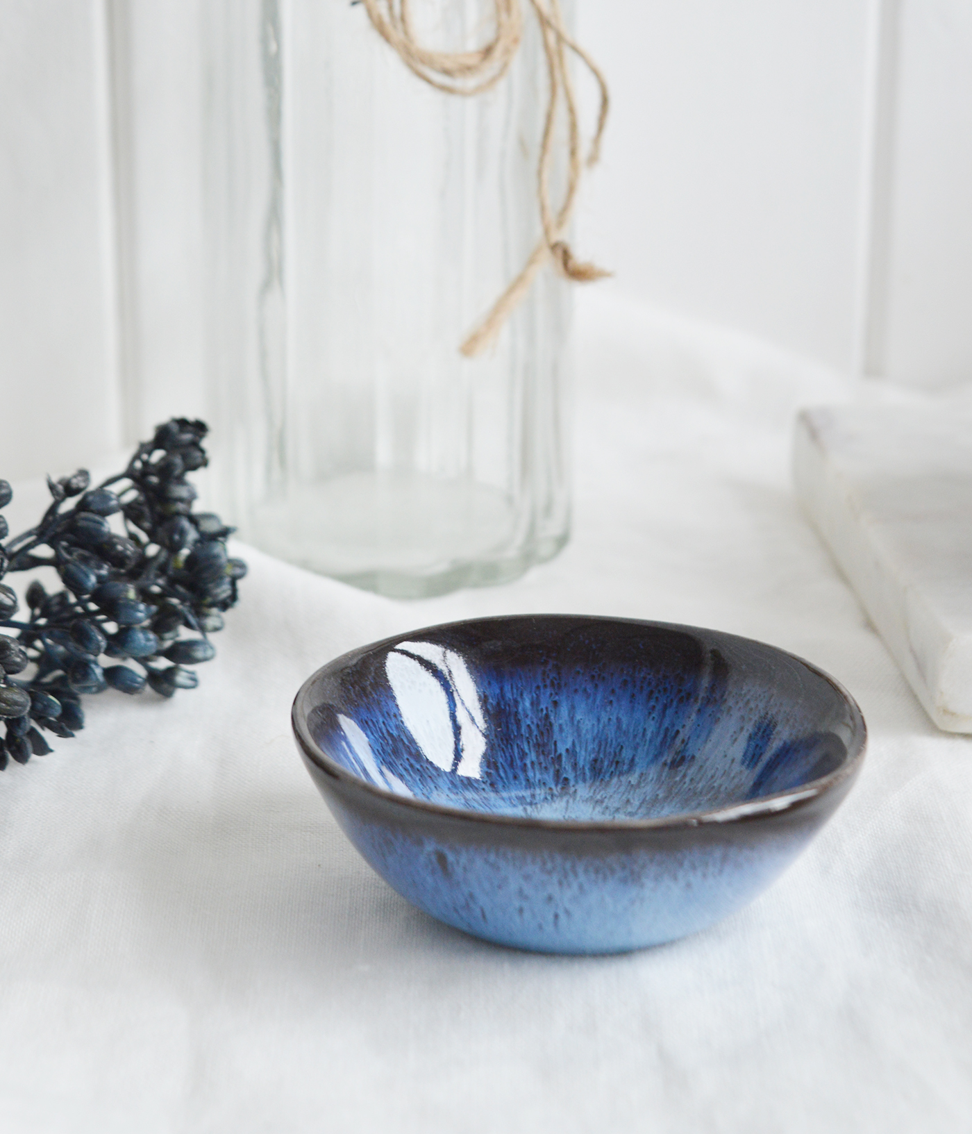 Pilgrim Ceramic Bowls - Small Blue for New England, farmhouse,  Country and coastal homes and interior decor