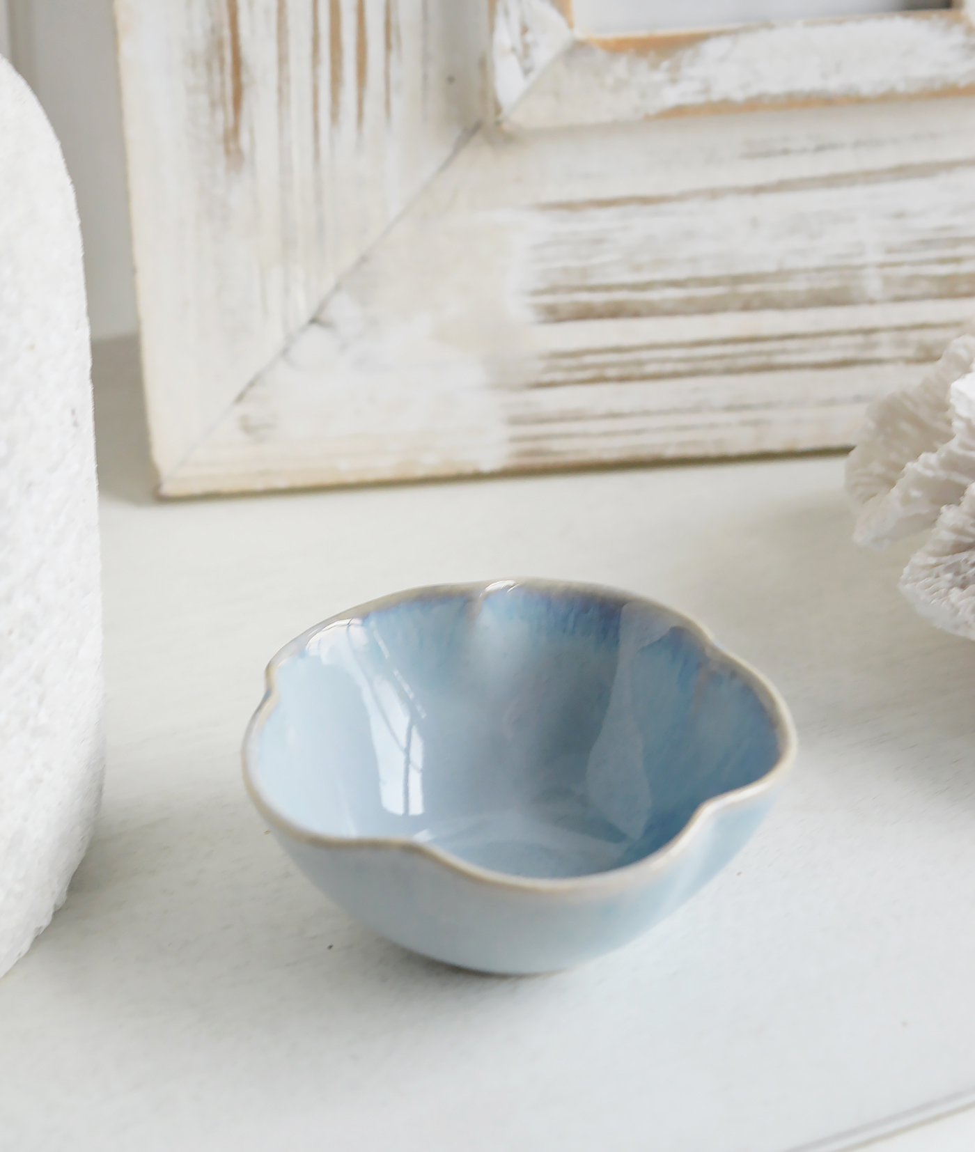 Pilgrim Ceramic Bowls - Blue Grey Textured for New England, Modern Farmhouse, Country and Coastal home interior decor