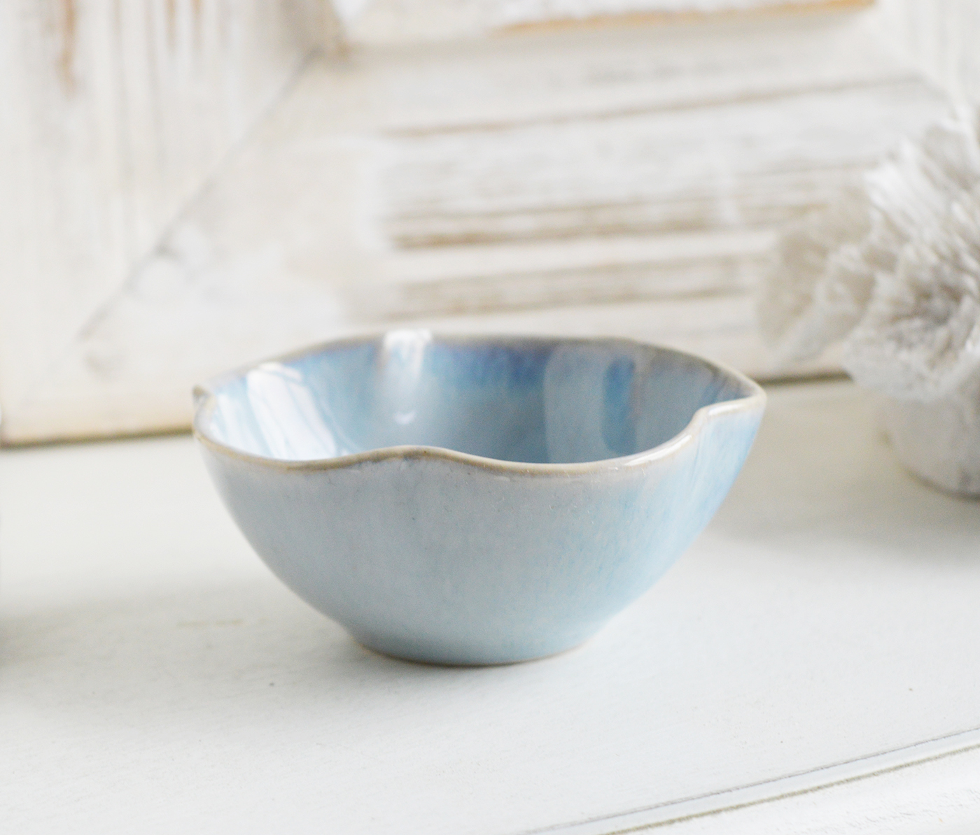 Pilgrim Ceramic Bowls - Blue Grey Textured for New England, Modern Farmhouse, Country and Coastal home interior decor