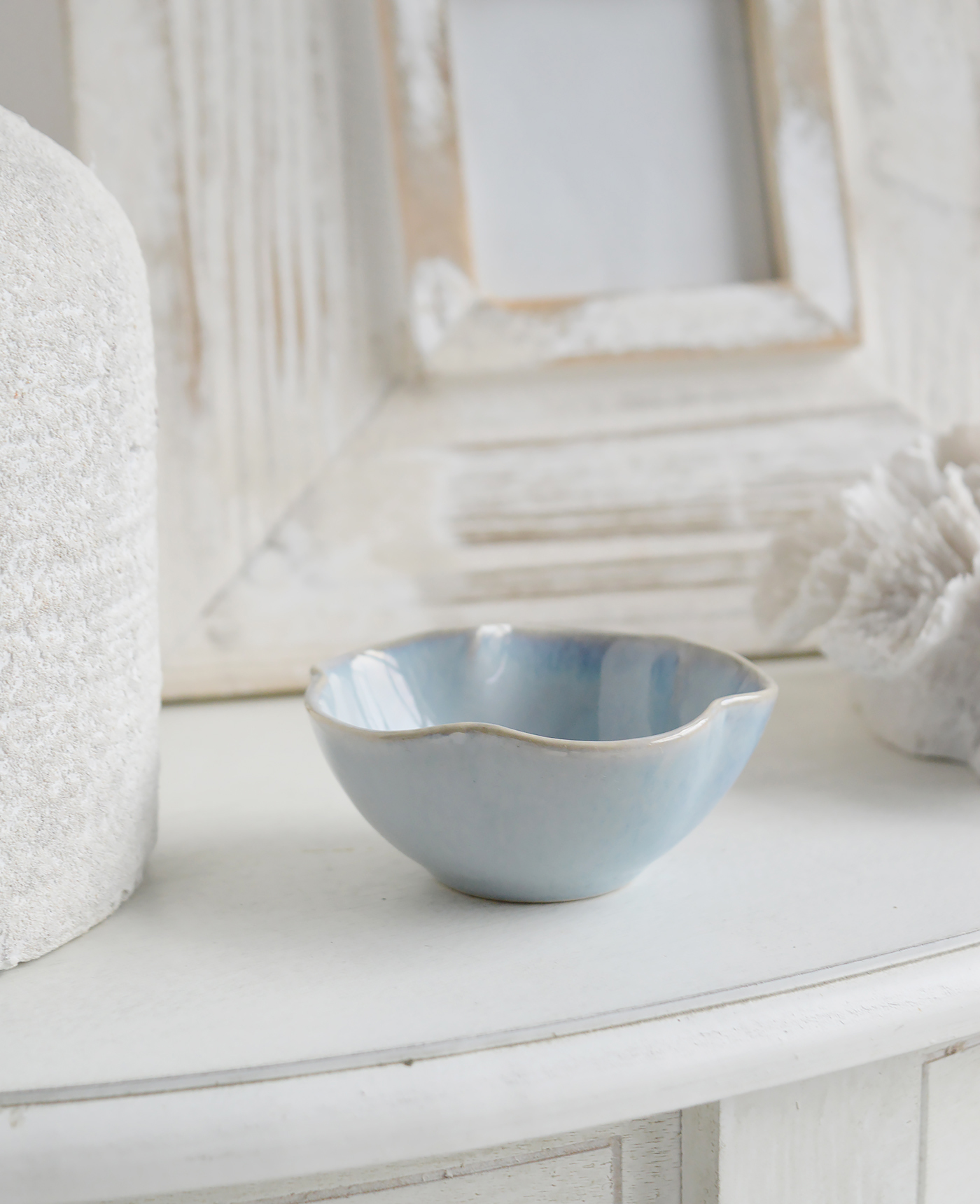 Pilgrim Ceramic Bowls - Blue Grey Textured for New England, Modern Farmhouse, Country and Coastal home interior decor