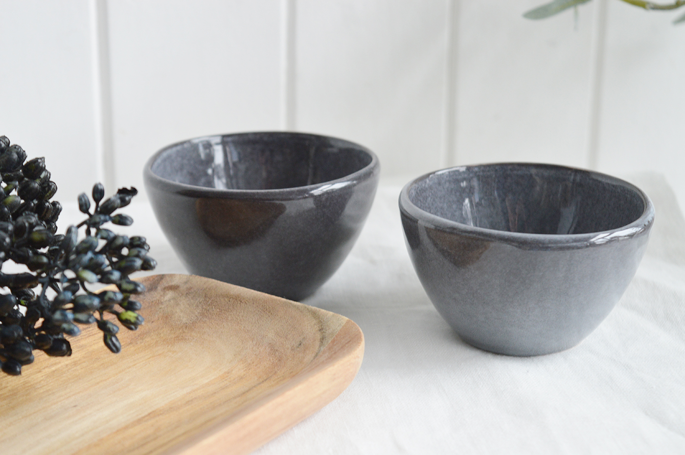 White Coastal Furniture and accessories for the home. Pilgrim Ceramic Bowls - Small grey bowl for New England, farmhouse,  Country and coastal homes and interior decor