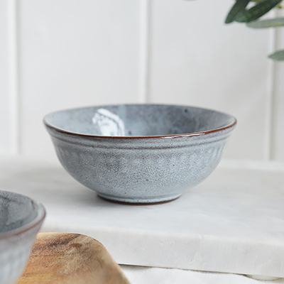 Pilgrim Ceramic Bowls - Grey Blue textured bowl for New England, farmhouse,  Country and coastal homes and interior decor