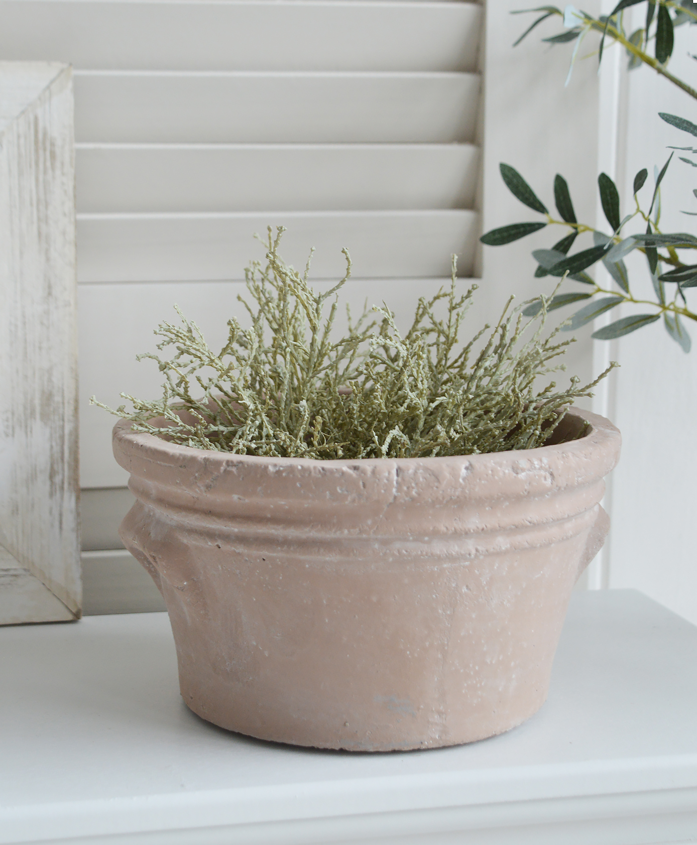 Stoneham Rustic Terracotta Pot - Console table styling for New England and Hamptons Interiors