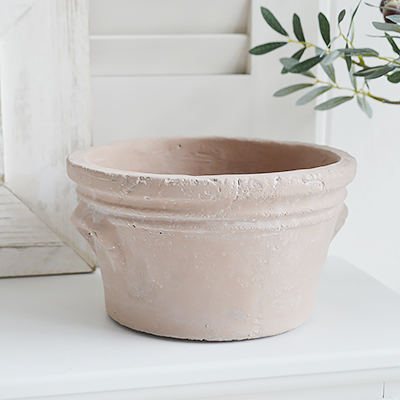 Stoneham Rustic Terracotta Pot - Console table styling for New England and Hamptons InteriorsStoneham Rustic Terracotta Pot - Console table styling for New England and Hamptons Interiors