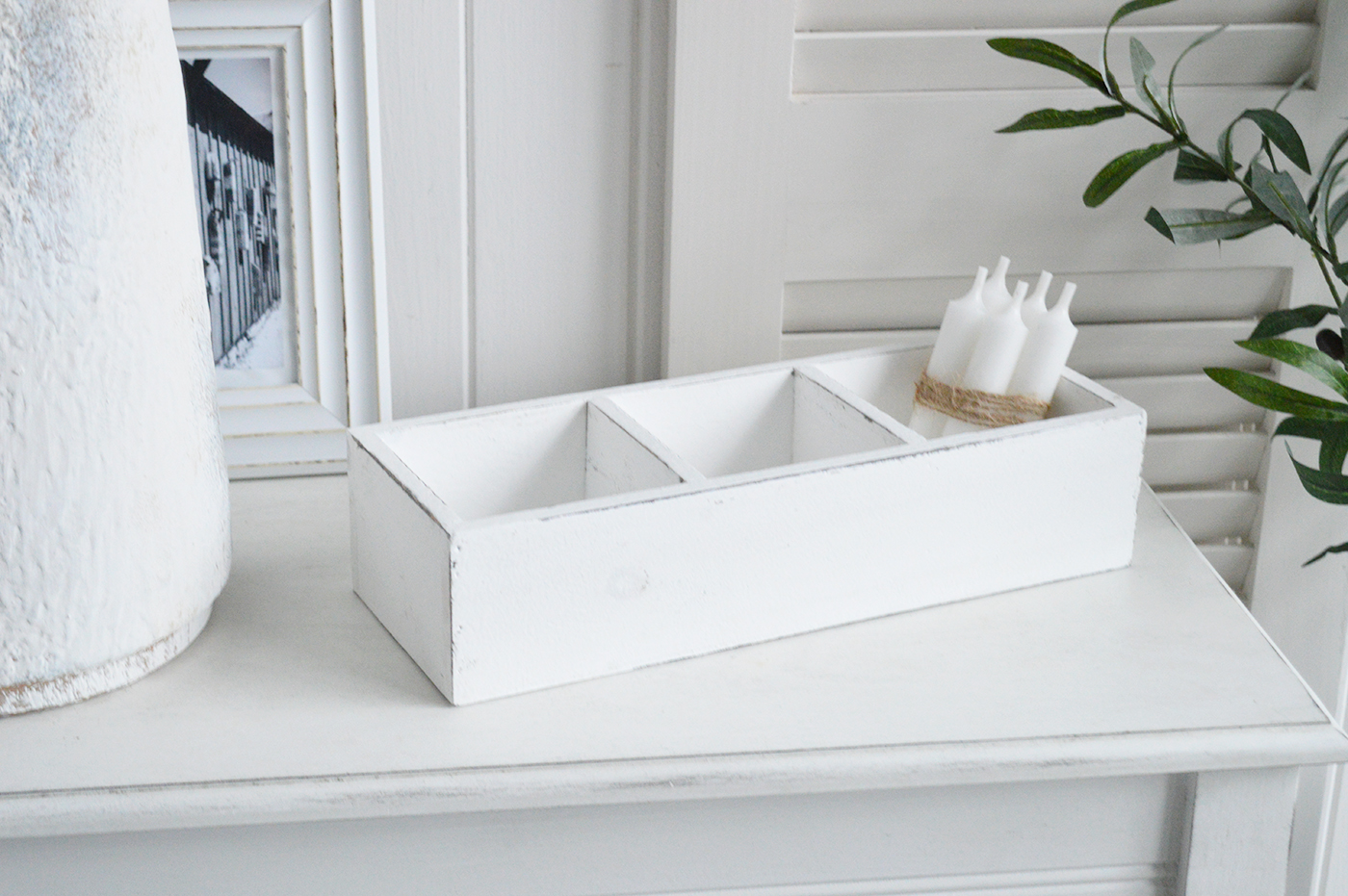 Provincetown White Box Tray - New England, modern country, coastal and modern farmhouse furniture and interiors