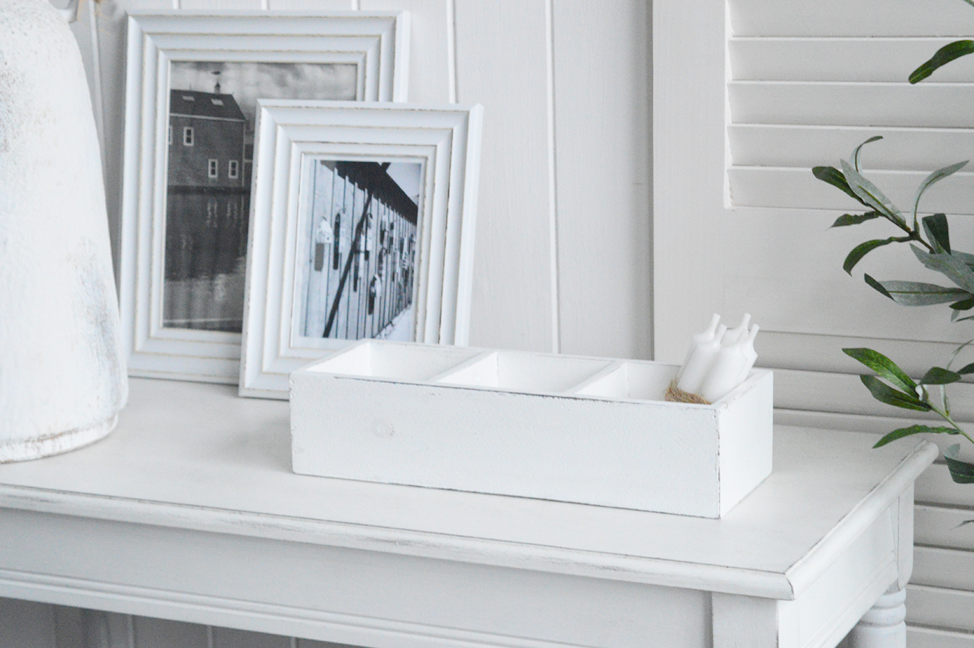 Provincetown White Box Tray - New England, modern country, coastal and modern farmhouse furniture and interiors