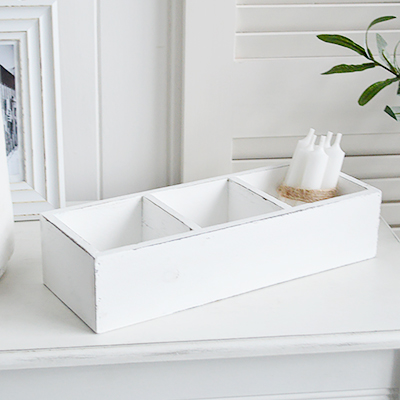 Provincetown White Box Tray - New England, modern country, coastal and modern farmhouse furniture and interiors