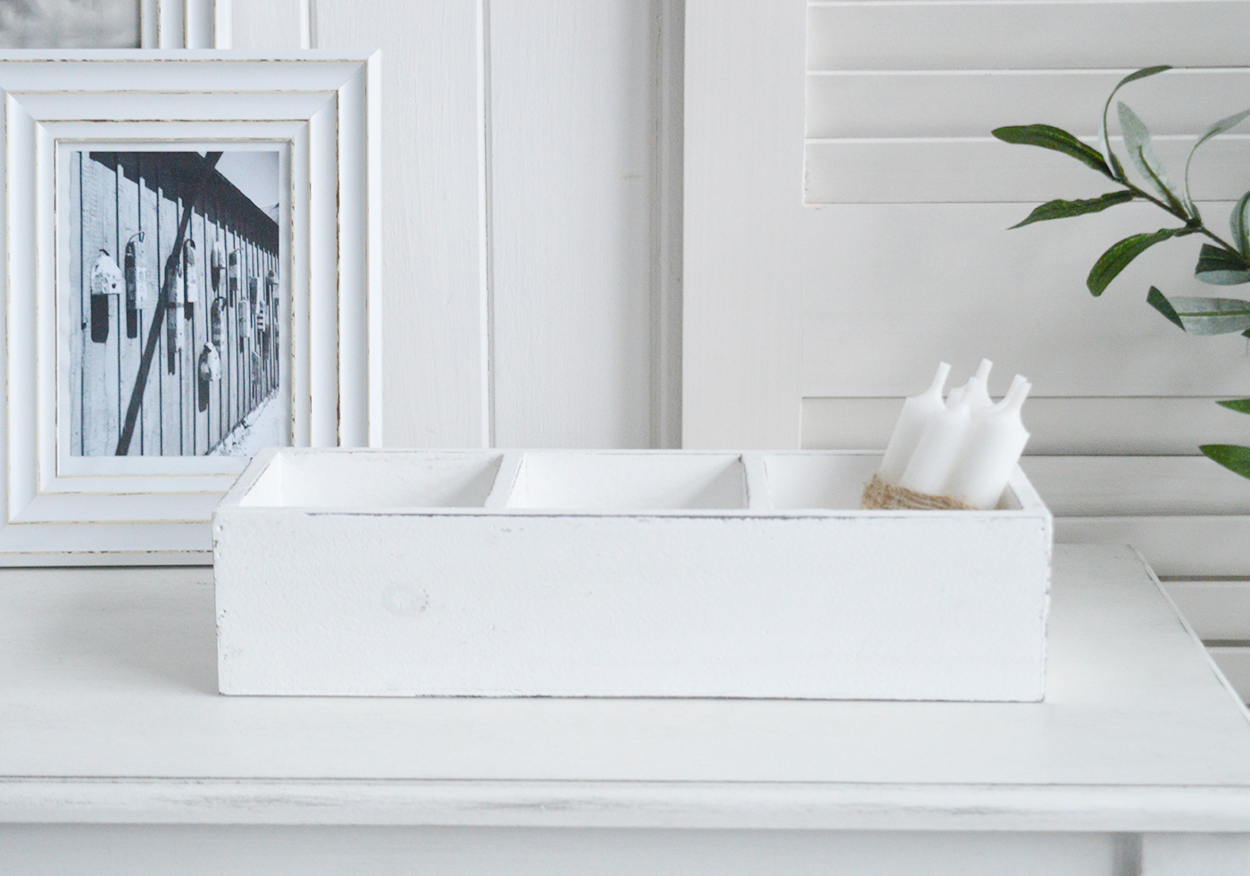 Provincetown White Box Tray - New England, modern country, coastal and modern farmhouse furniture and interiors