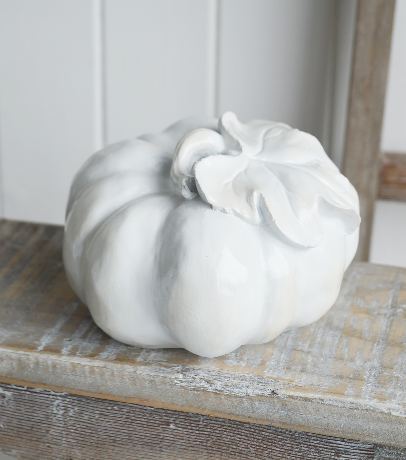 White Furniture and accessories for the home. Decorative White Pumpkin for New England, farmhouse,  Country and coastal homes and interior decor