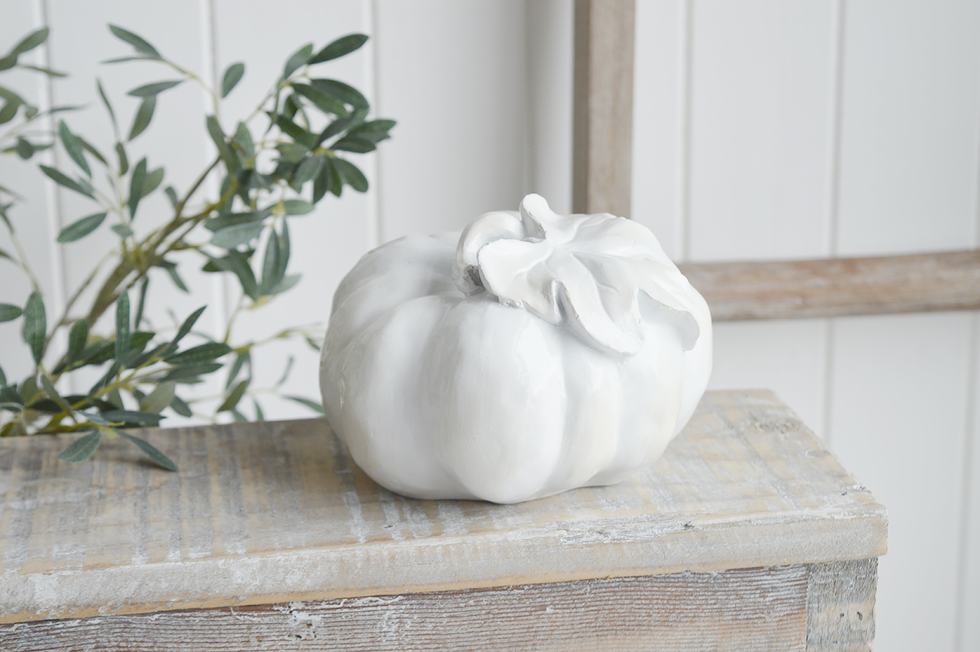 White Furniture and accessories for the home. Decorative White Pumpkin for New England, farmhouse,  Country and coastal homes and interior decor