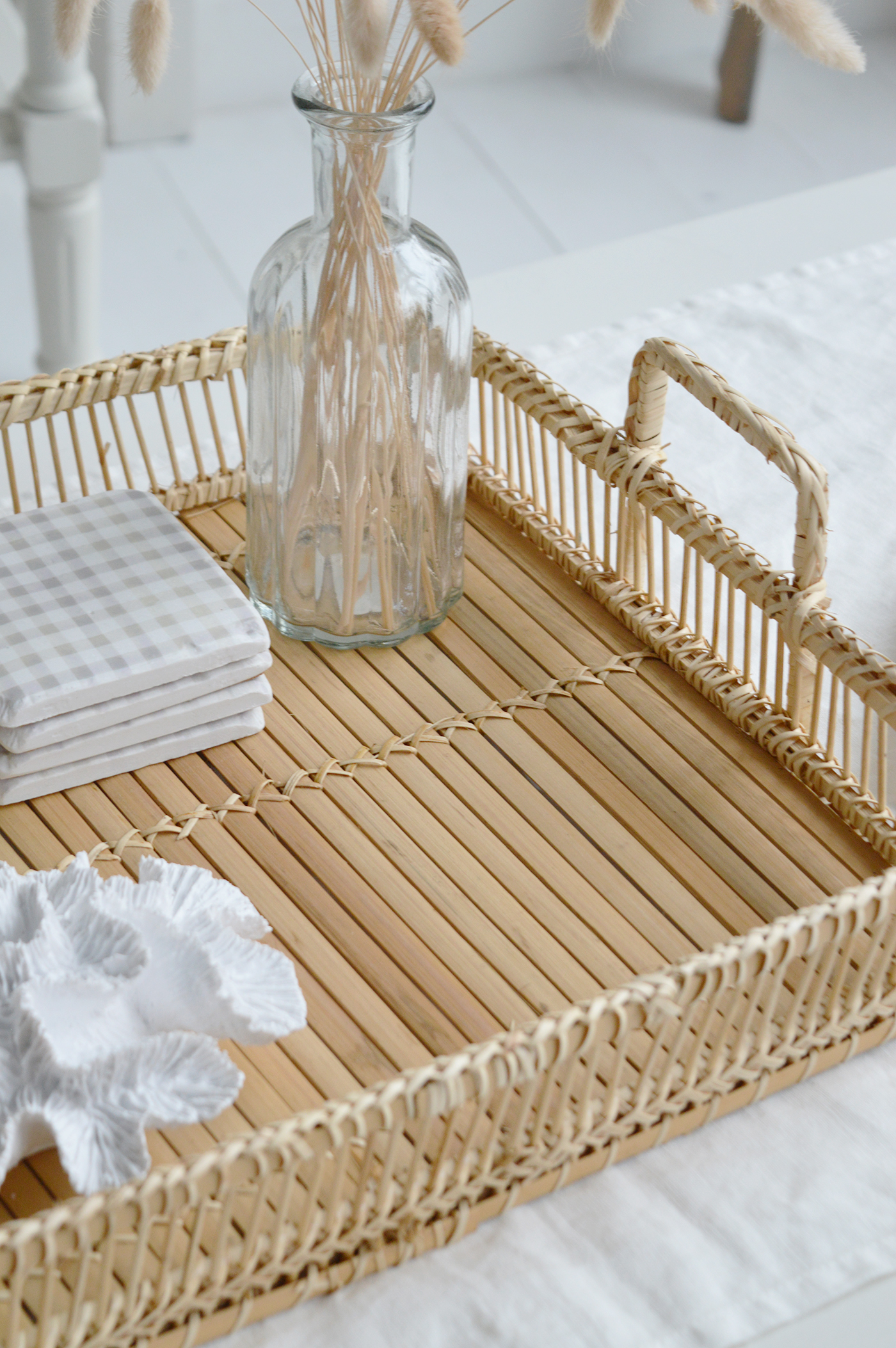 Putnam rustic Wooden Tray with handles - New England Coffee Table Styling