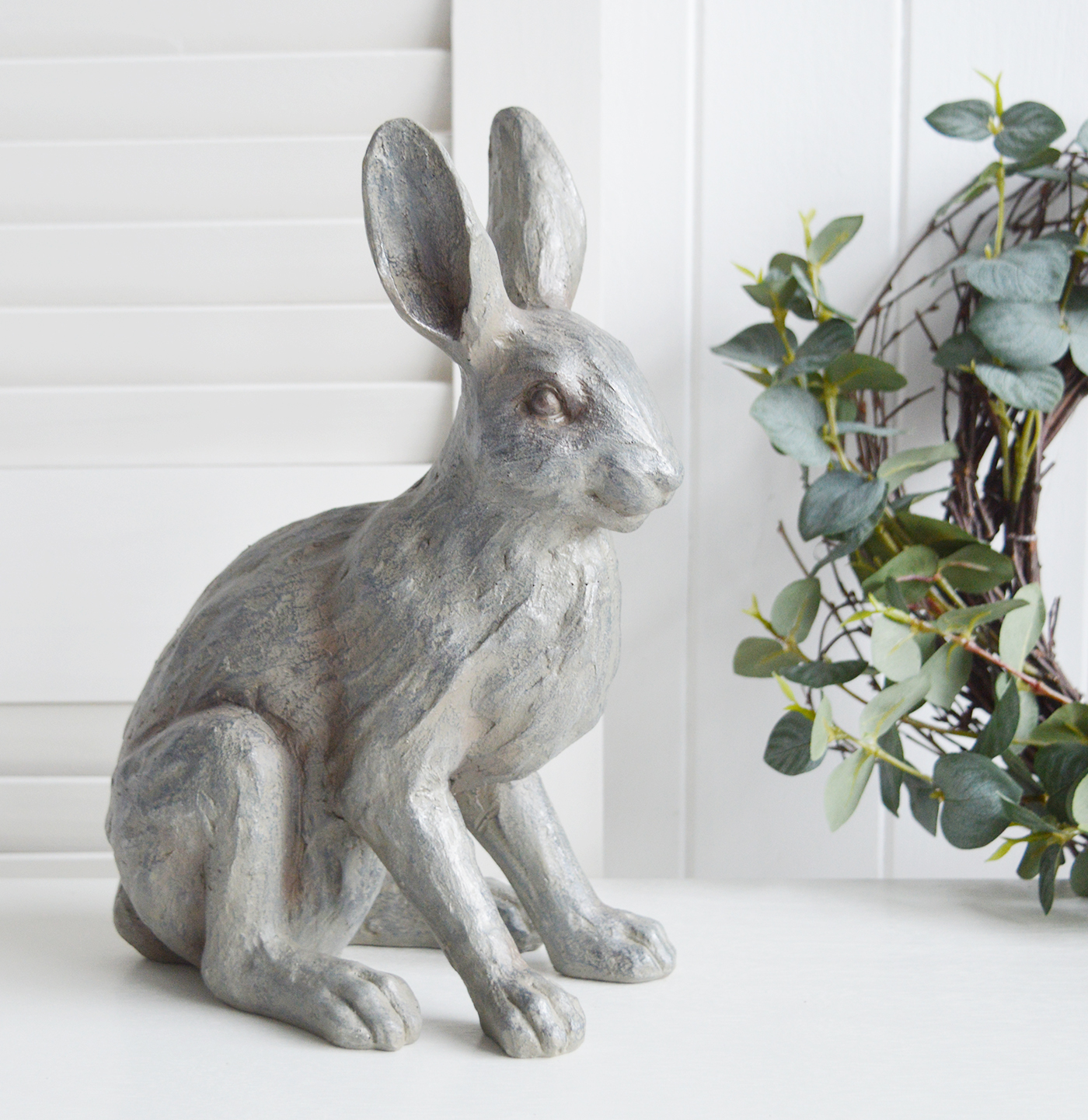 Decorative Standing Rory Rabbit. Console Table Decor for New England Style hallways, homes and living rooms for coastal, country and city home interiors from The White Lighthouse Furniture