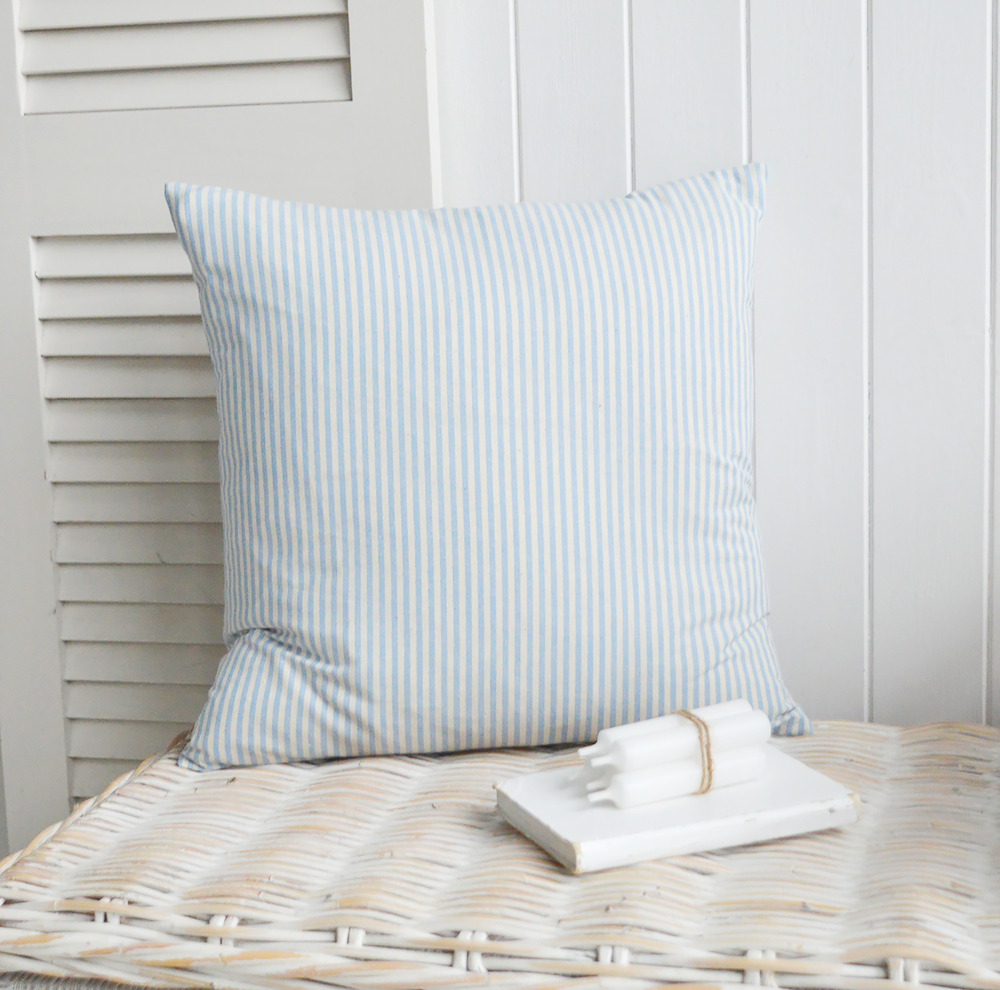 Rhode Island pale blue stripe cushion cover for a Hamptons feel to your home