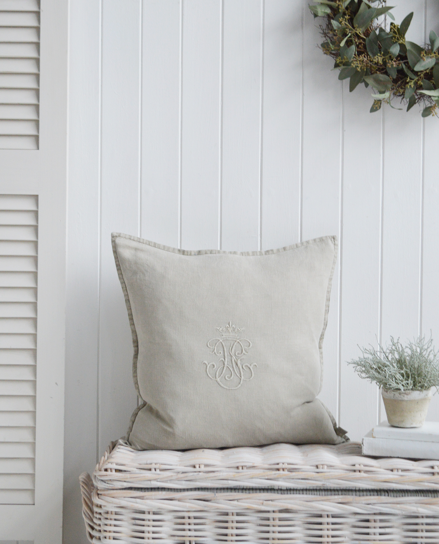 The Richmond luxurious linen cushion with monogram
