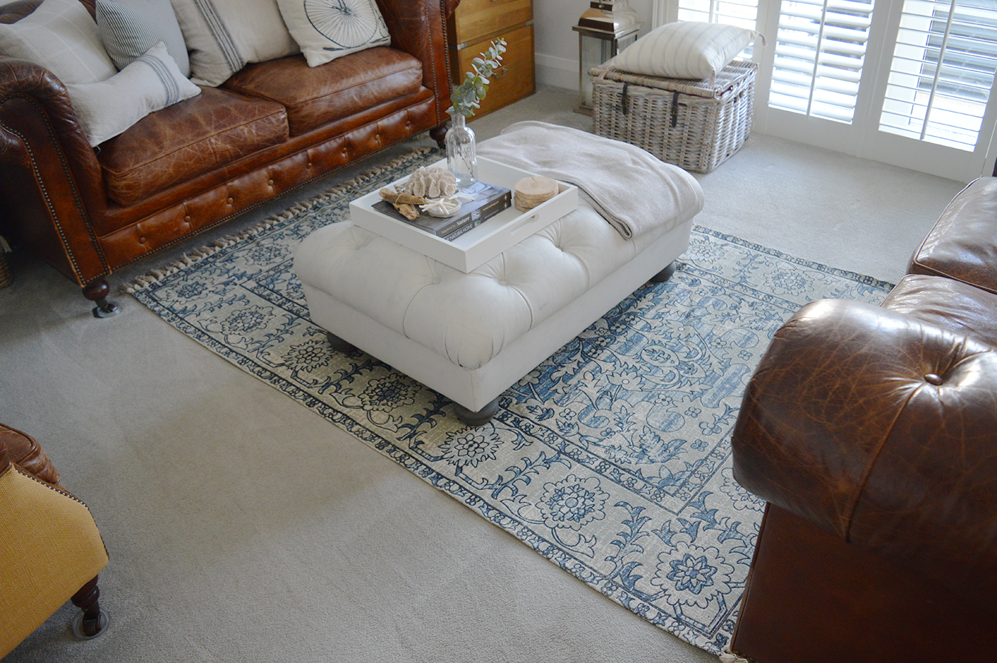 New England style blue floor mat rug large for coastal and country homes and interiors to complement our furniture