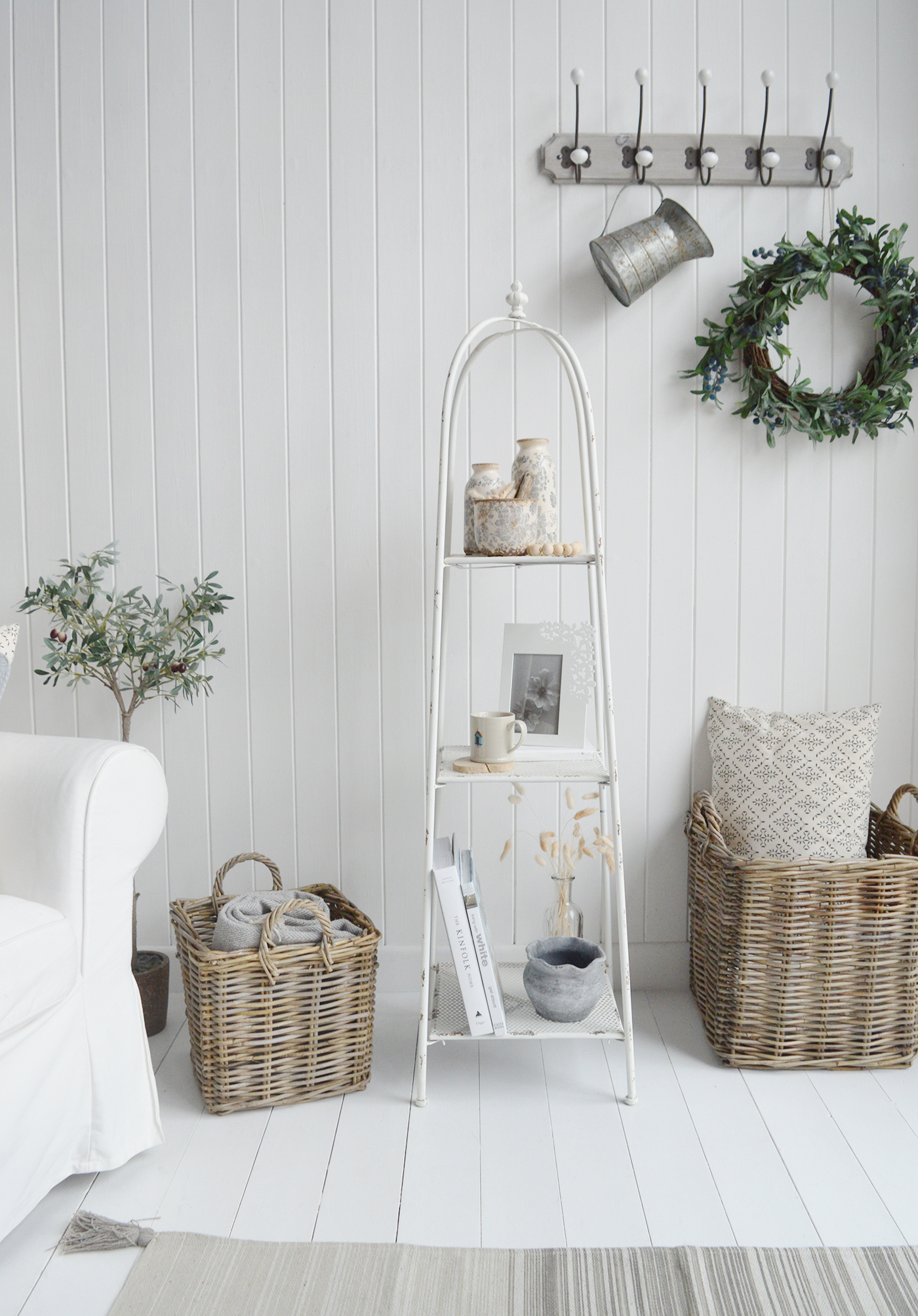 Chesterville White Freestanding Shelf - New England White Furniture for coastal and country homes and interiors