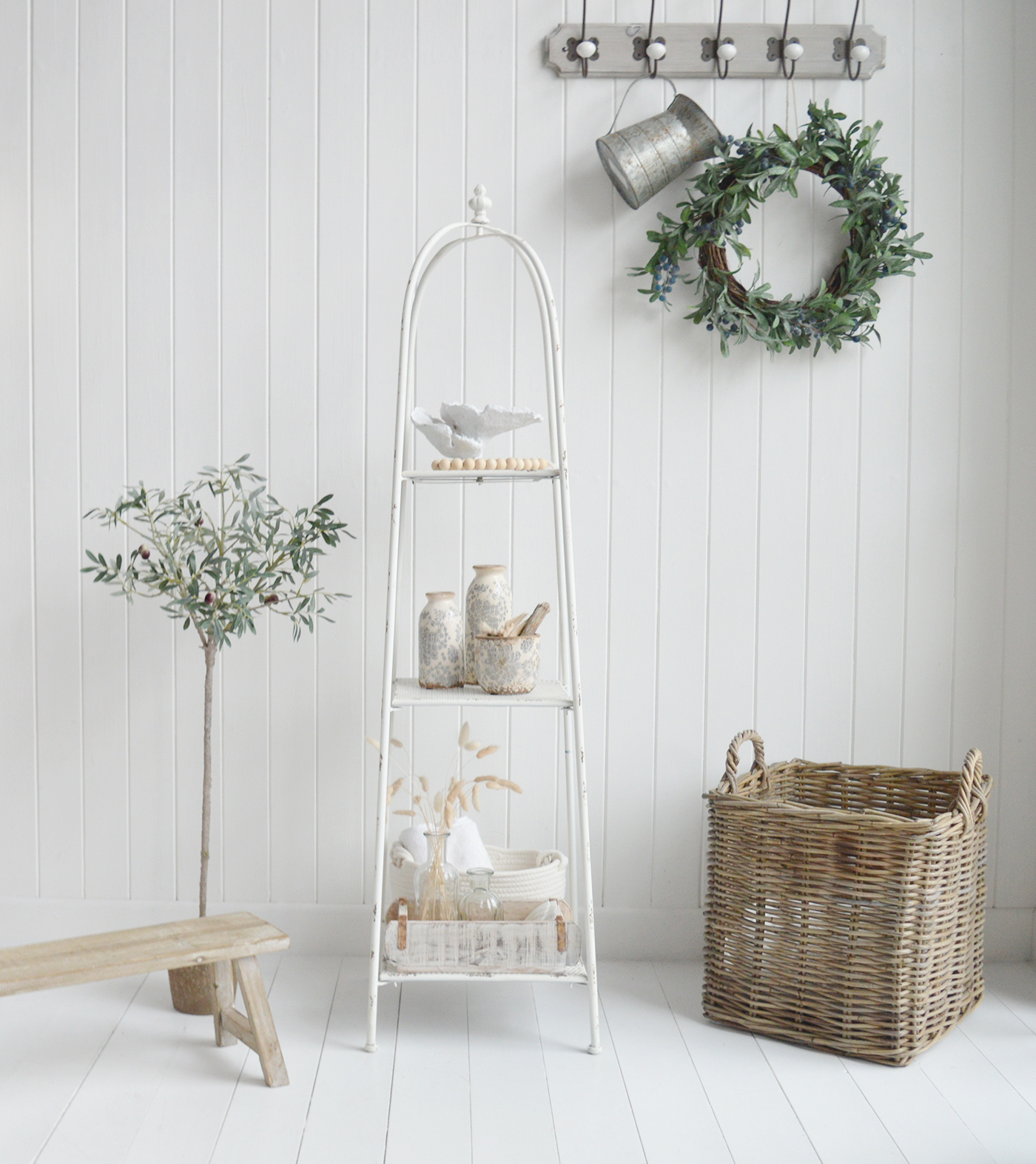Chesterville White Freestanding Shelf - New England White Furniture for coastal and country homes and interiors