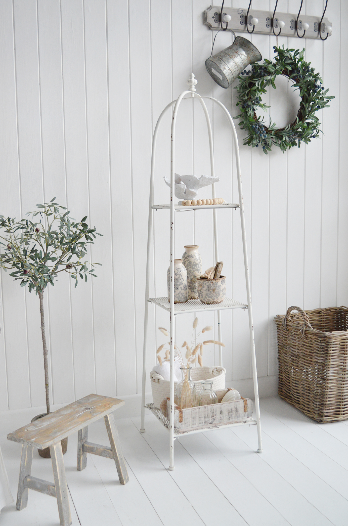 Chesterville White Freestanding Shelf - New England White Furniture for coastal and country homes and interiors