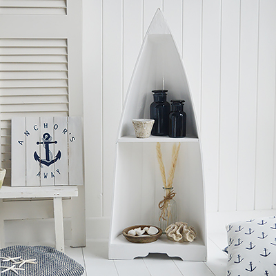 White Wooden Boat Shelf Unit - New England Coastal furniture andf Interiors from The White Lighthouse