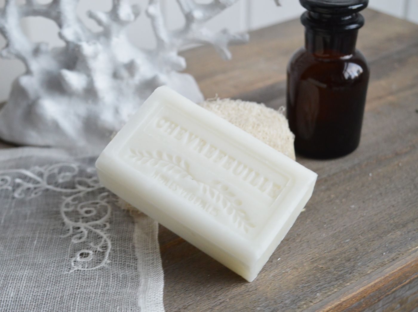 Handmade French Soap. White for New England Style interiors for coastal, country and city home interiors from The White Lighthouse