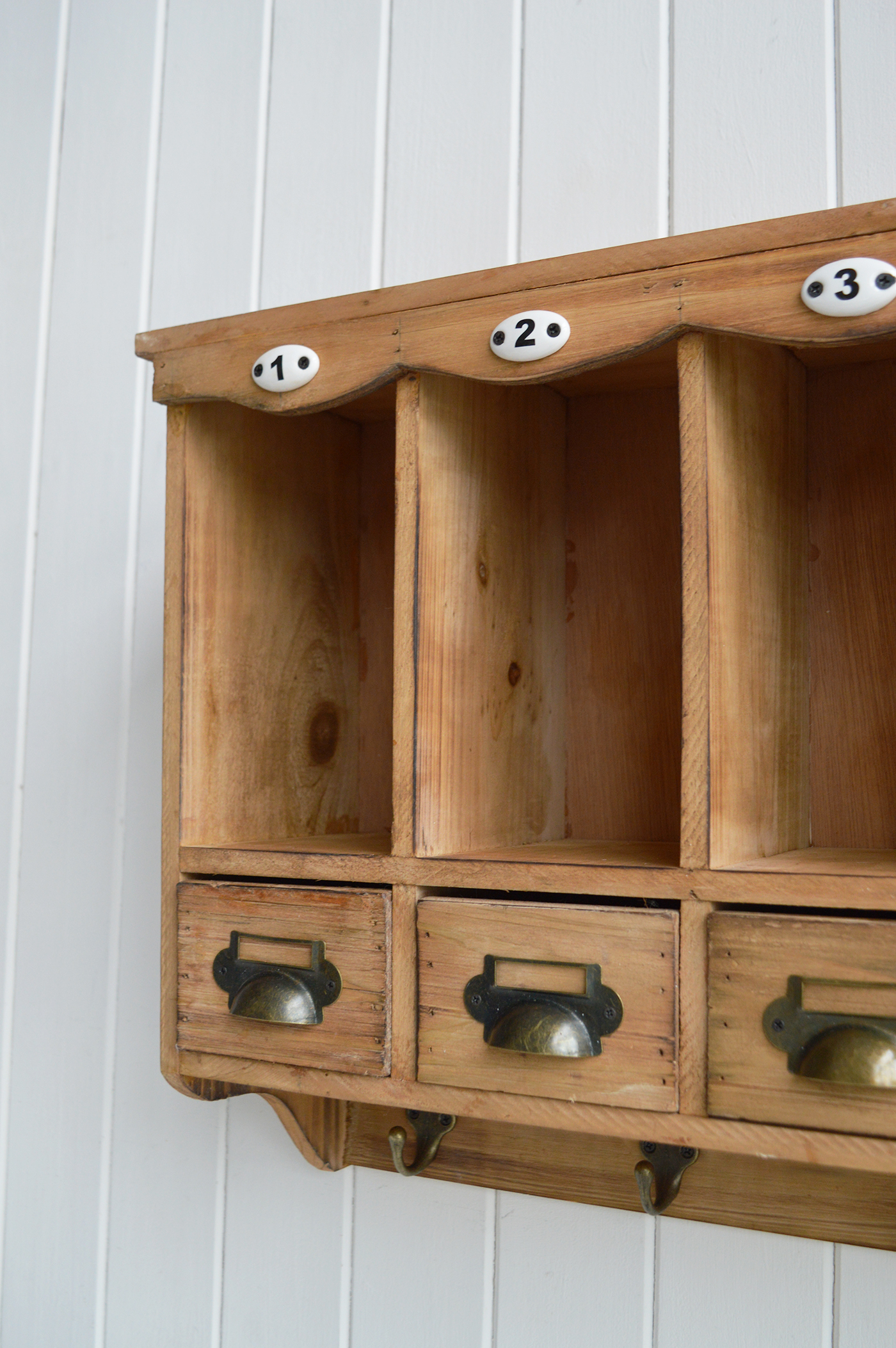 New England furniture style wall shelf