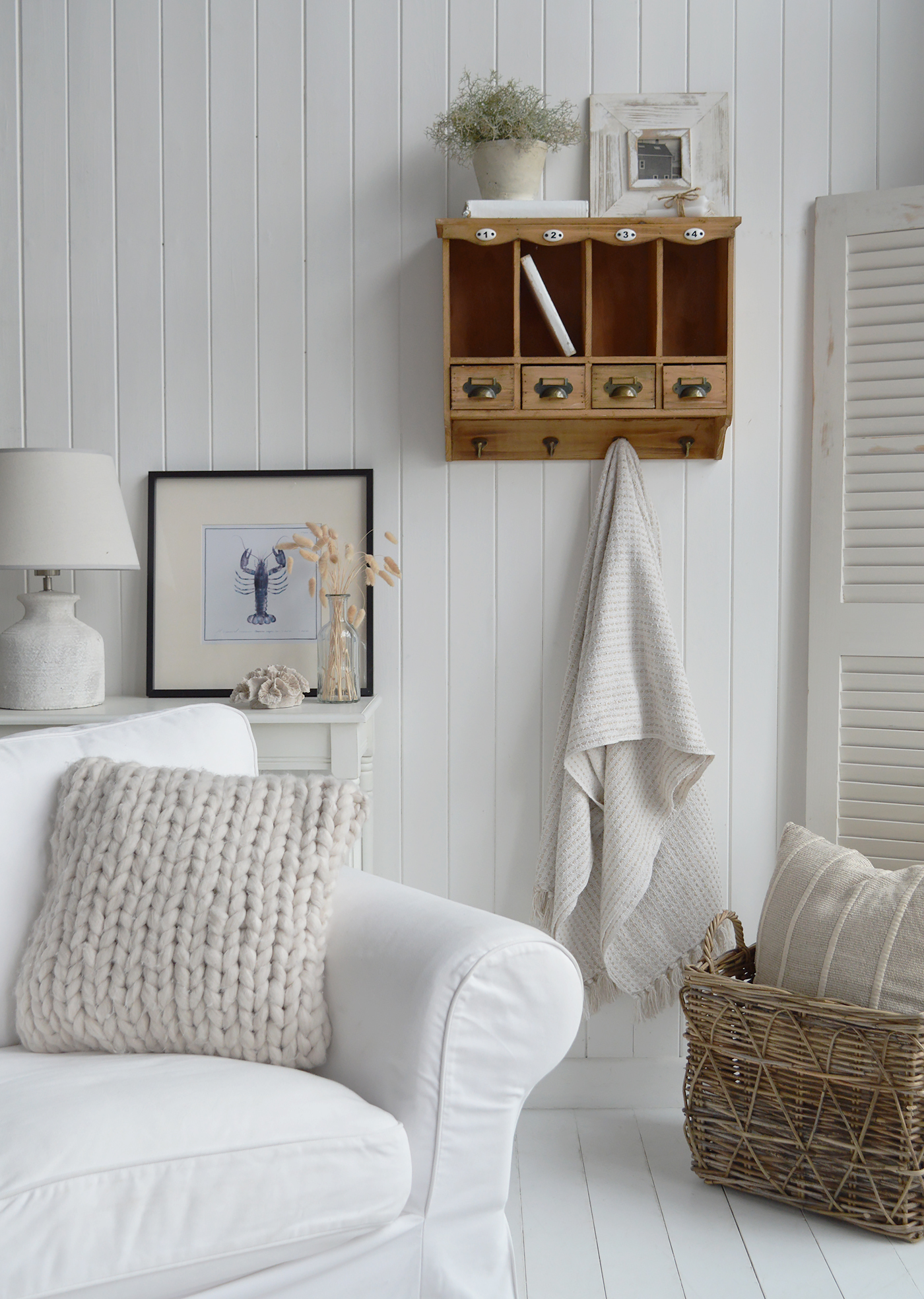 wooden organiser for relaxed coastal interiors