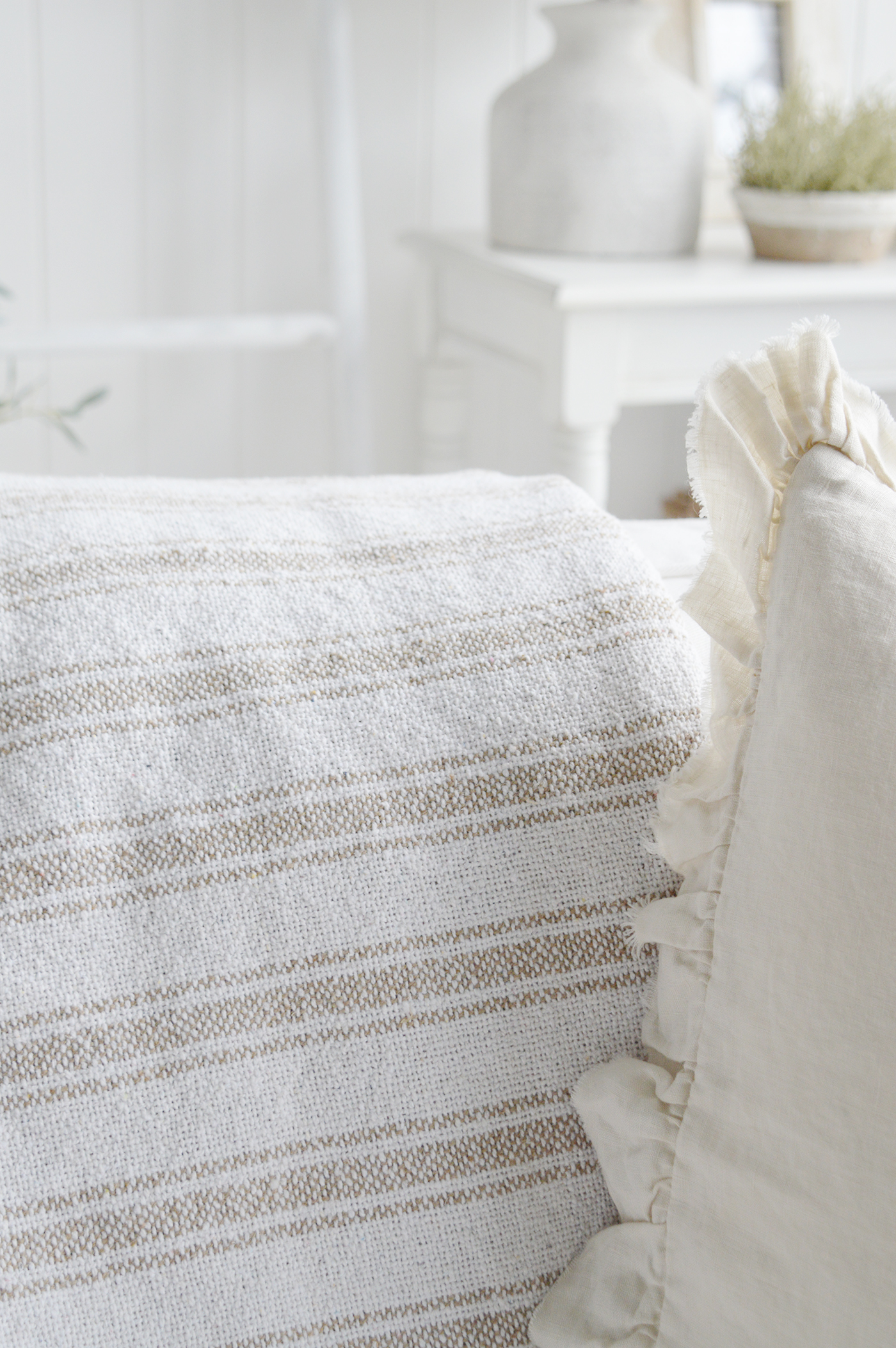 Hampshire Stripe Throw - New England style furniture and interiors for coastal and modern farmhouse homes