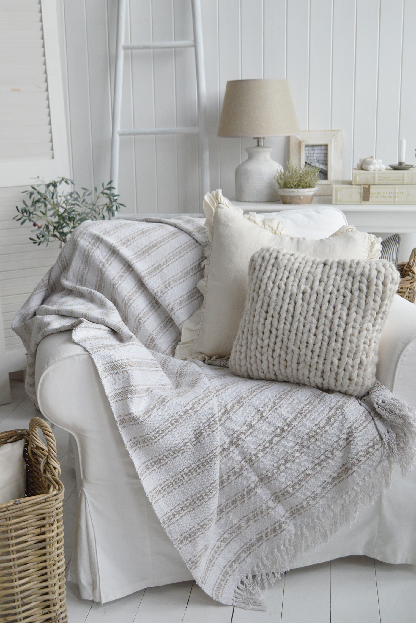 Hampshire Stripe Throw - New England style furniture and interiors for coastal and modern farmhouse homes