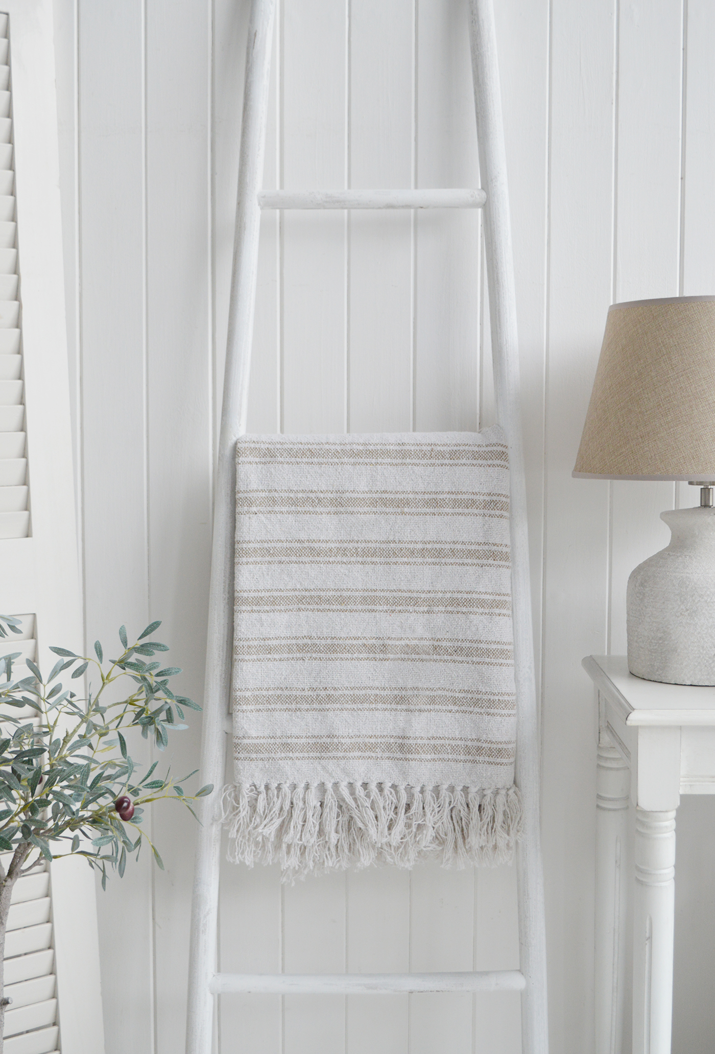 Hampshire Stripe Throw - New England style furniture and interiors for coastal and modern farmhouse homes