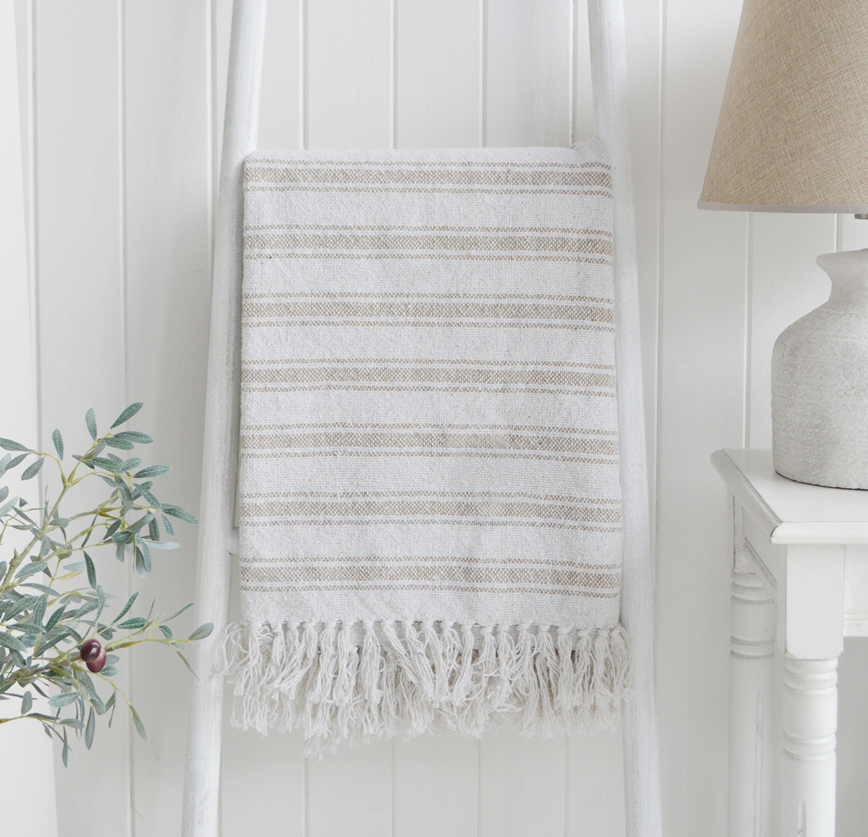 Hampshire Stripe Throw - New England style furniture and interiors for coastal and modern farmhouse homes