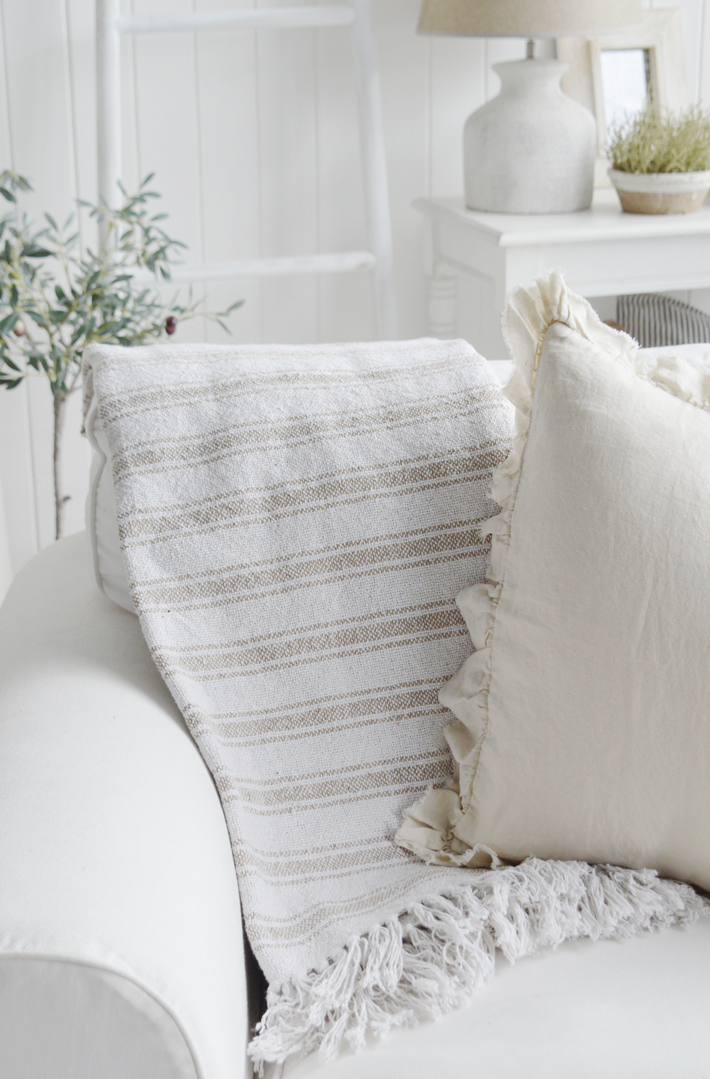 Hampshire Stripe Throw - New England style furniture and interiors for coastal and modern farmhouse homes