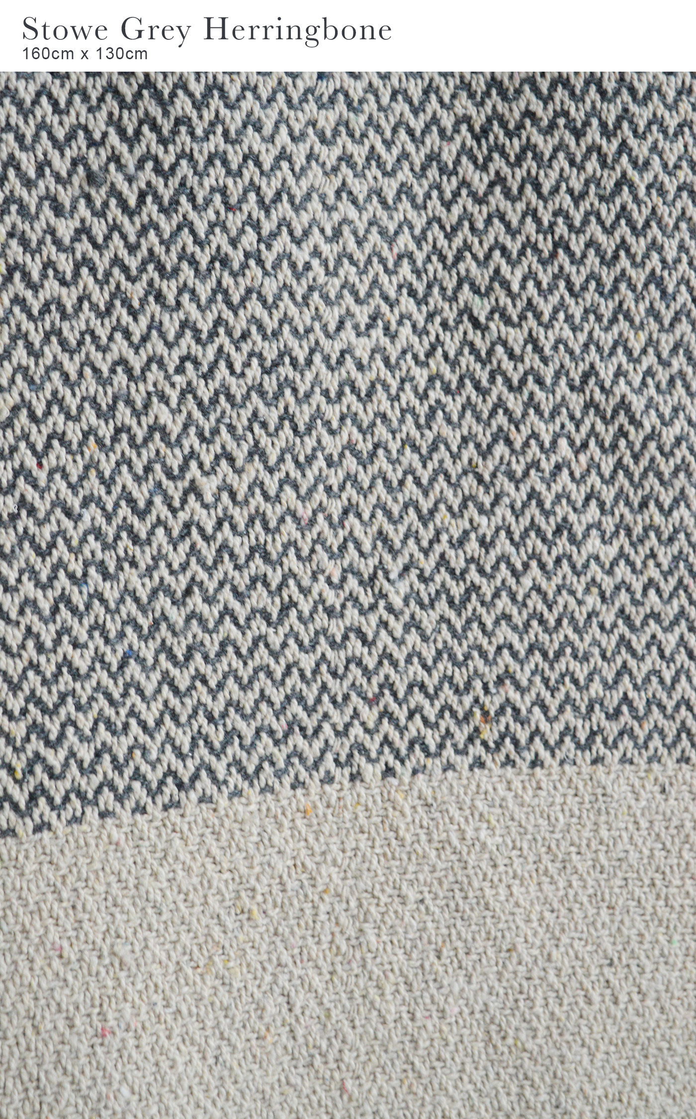 Stowe throws in blues, greys and natural coloures  for interiors in New England styles modern farmhouse, country, coastal and city homes - Grey Herringbone