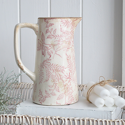 Tolland Vintage Jug - pink ceramics for New England, Country, Farmhouse and coastal home interior decor