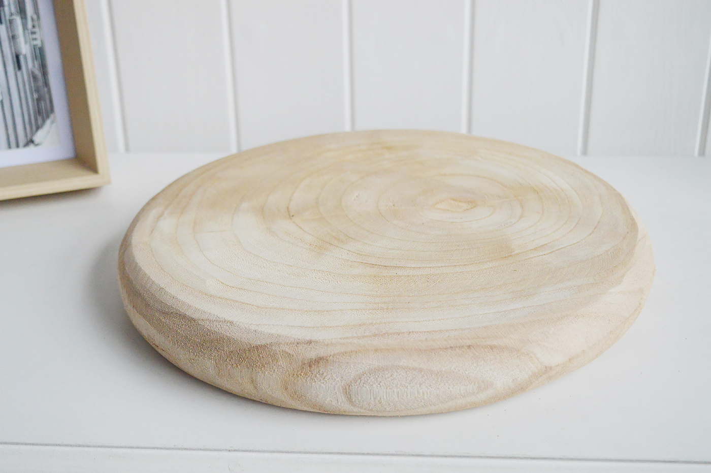 Canterbury Round Wooden Tray The White, Round Wooden Tray With Handles Uk