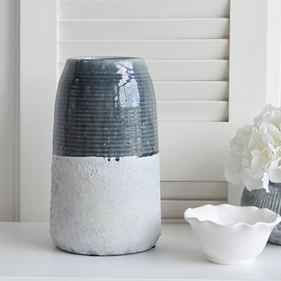 Oxford Grey Vase from The White Lighthouse coastal, New England and country furniture and home decor accessories UK