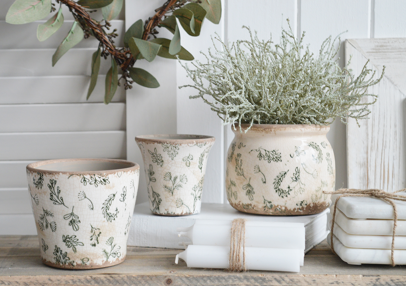 Westbrook vintage style ceramics to suit New England interiors complementing modern farmhouse, country and coastal furniture