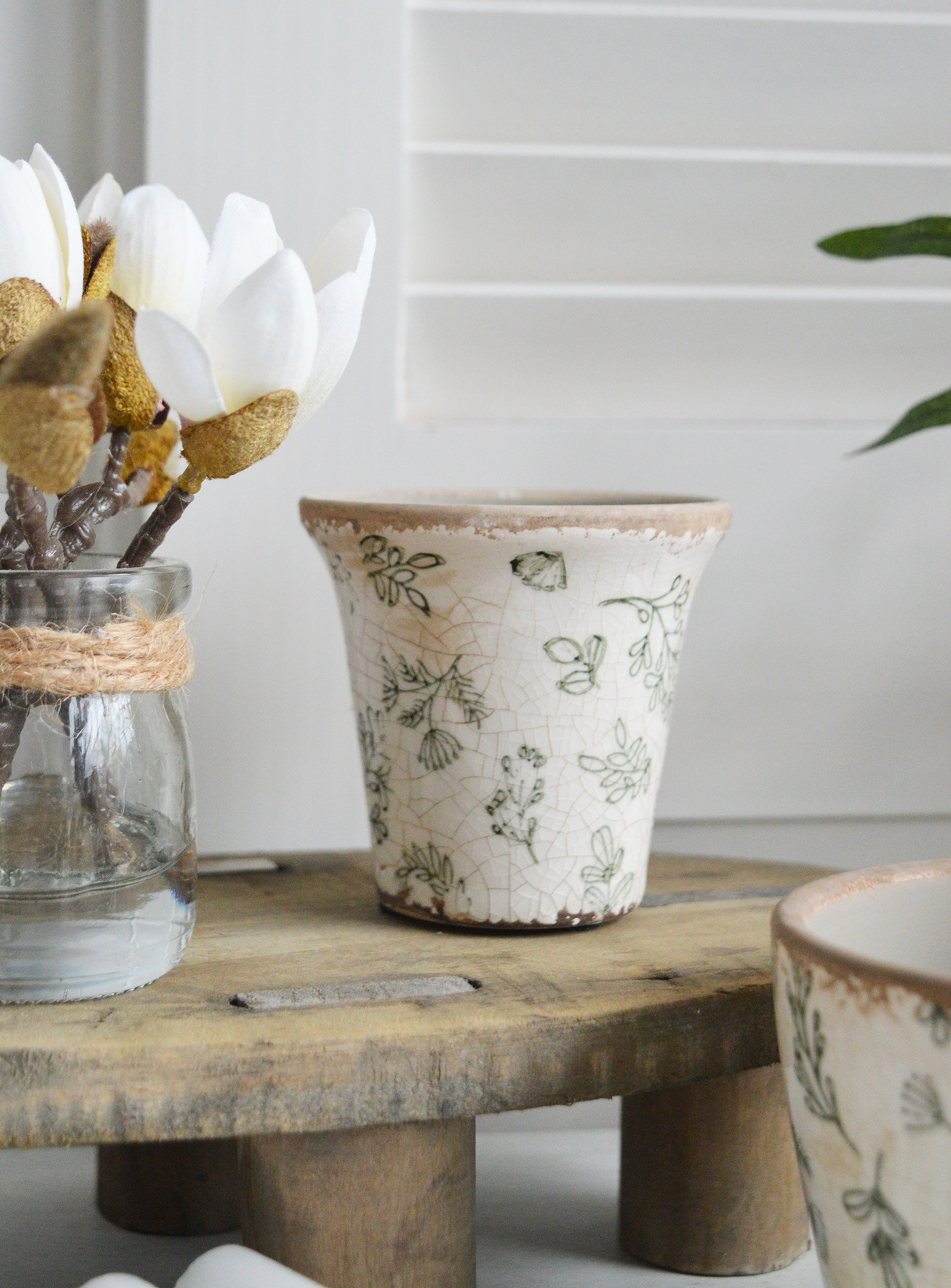 Westbrook Green and Aged White Ceramics - New England, coastal, modern farmhouse and country homes interiors and furniture