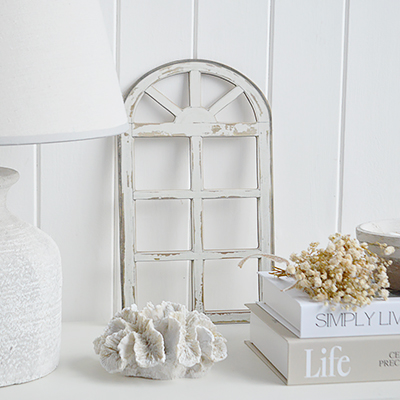 
	3	Perfect for layering behind lamps and decorative books, it creates height and depth in coastal interiors. This decorative arched window frame is ideal for Hamptons inspired interiors and modern coastal homes.

