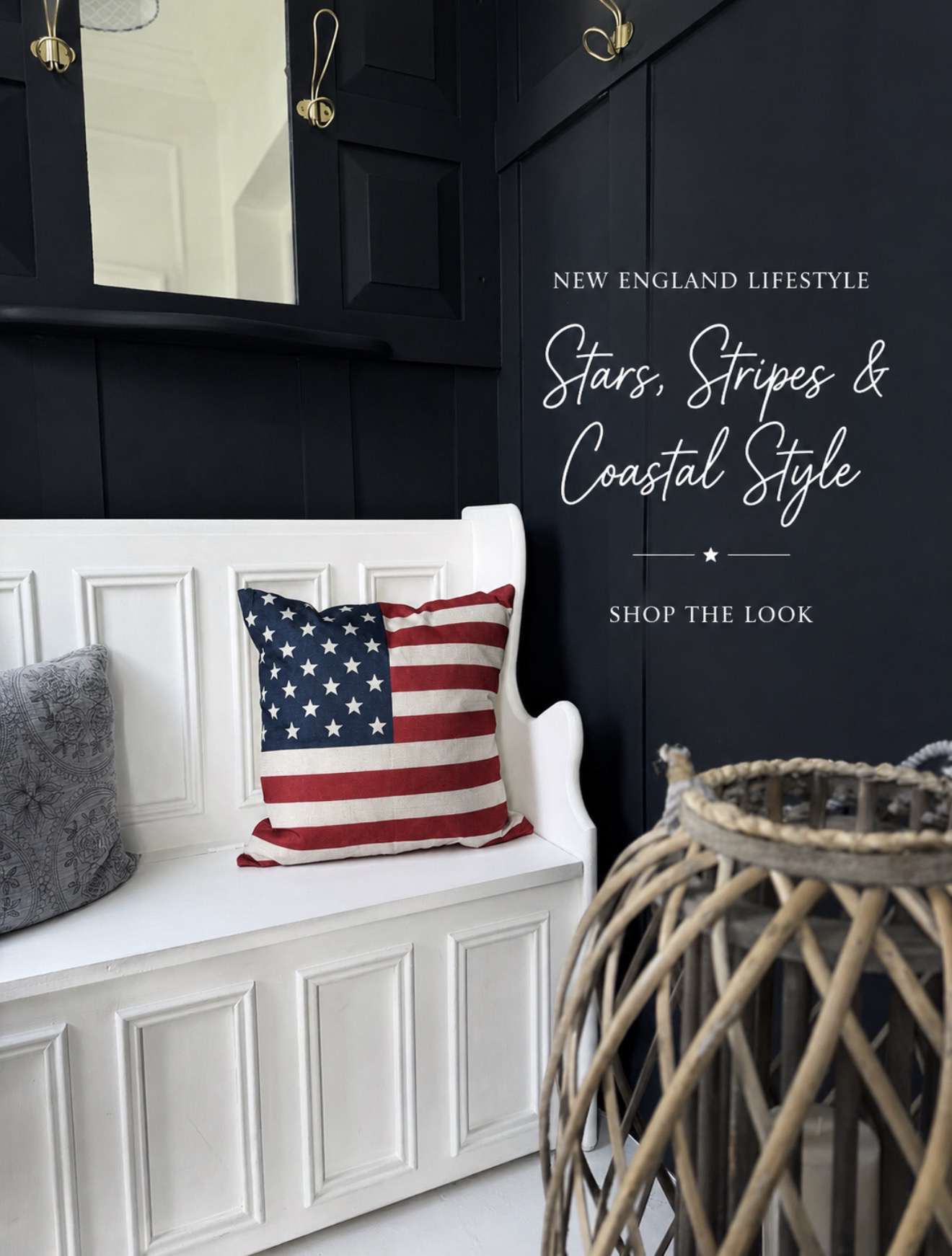 Bring home the timeless charm of New England interiors with this Stars & Stripes cushion, blending classic Americana style with coastal elegance to create the perfect Hamptons-inspired hallway, beach house or modern country home.