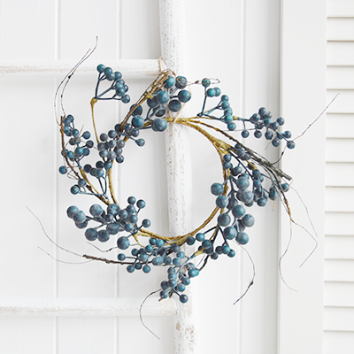 Artificial Blueberry Wreath for New England country, coastal and farmhouse interiors and home