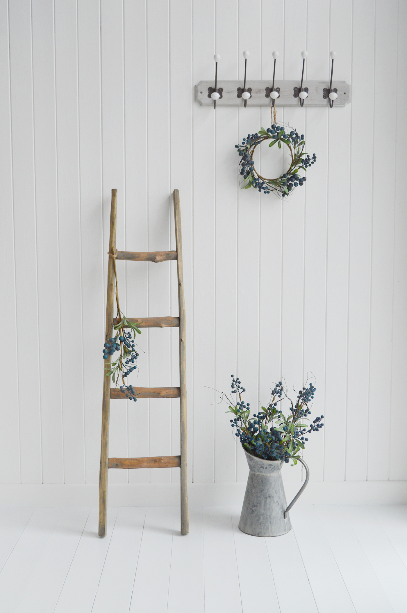 Artificial Blueberry Wreath for New England country, coastal and farmhouse interiors and home