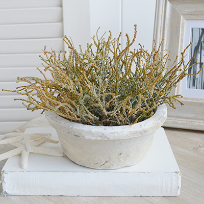 White Furniture and accessories for the home. Faux greenery Cotton Lavender for styling New England style  interiors. Farmhouse, country, coastal and city homes